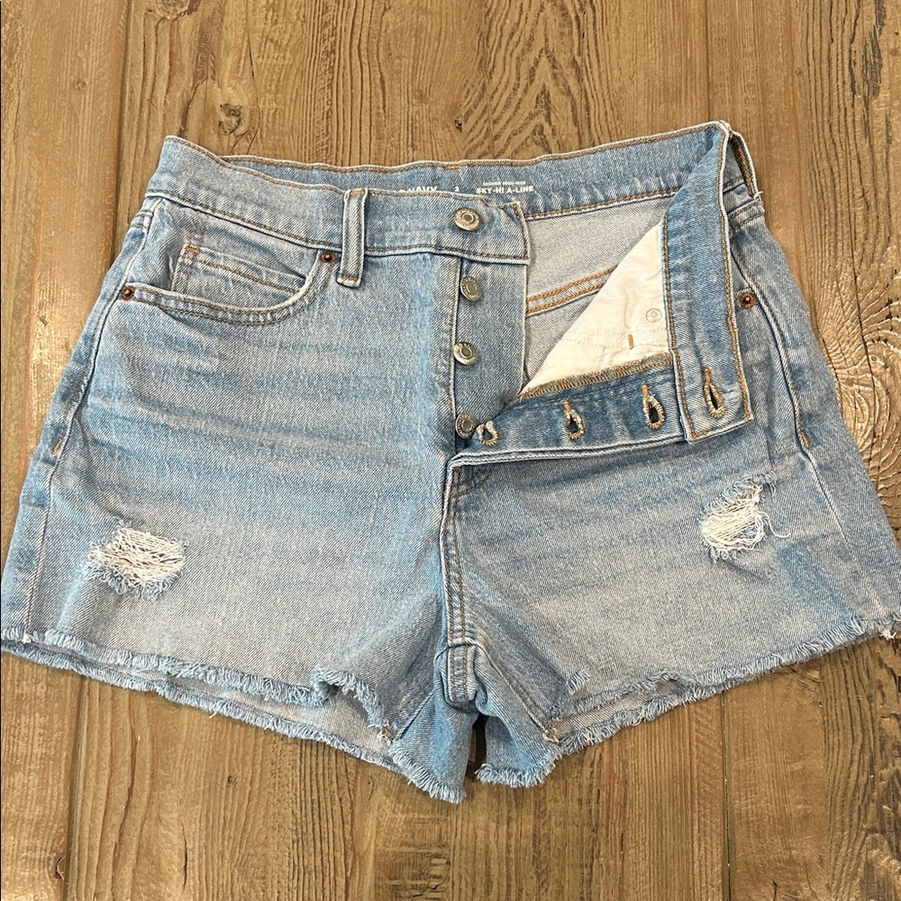 Old Navy Light Blue Distressed Jean Shorts - Picture 2 of 4